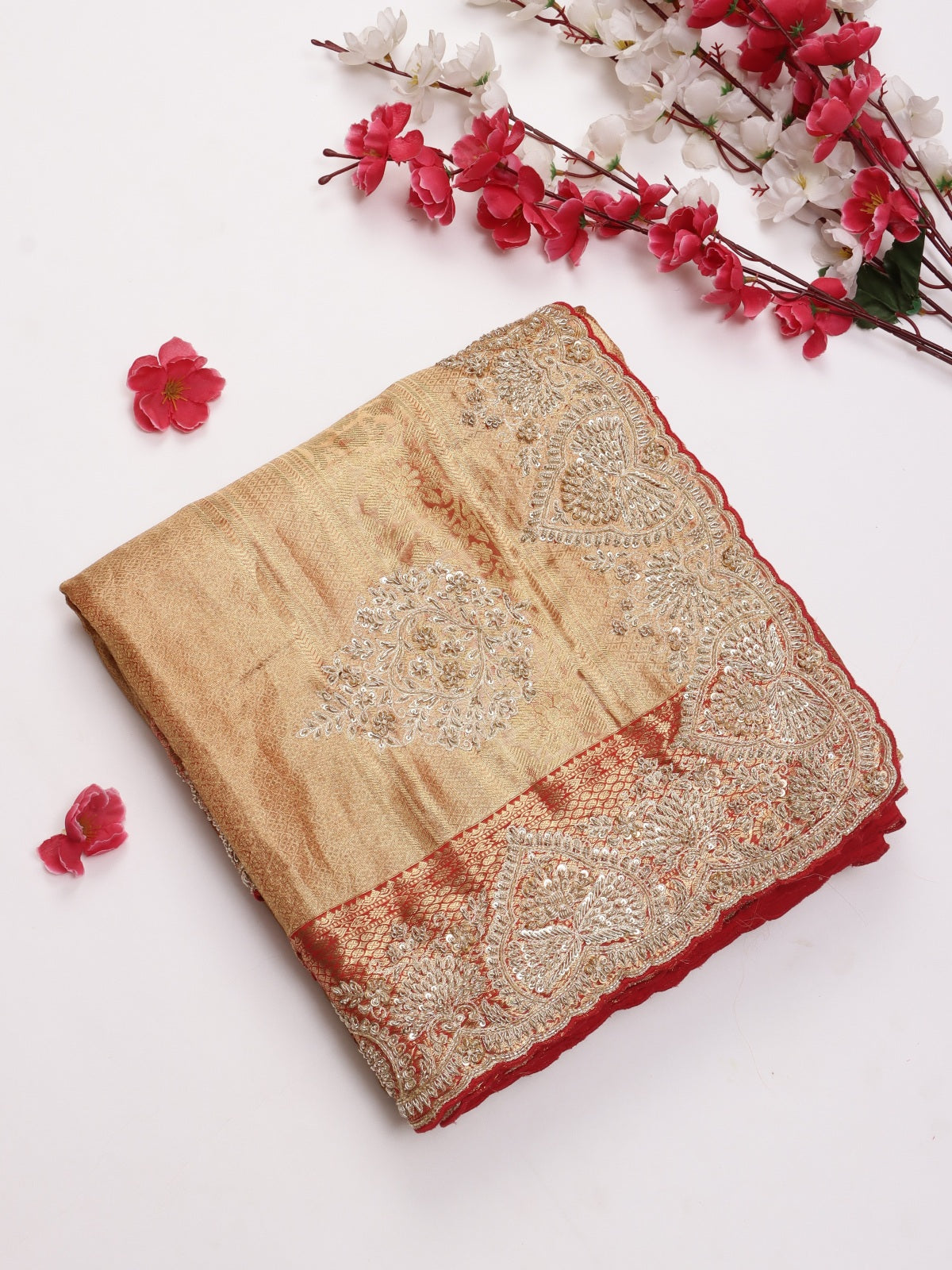 Orange Pure Kanchi Tissue Silk Bridal Wear Saree (Swara)