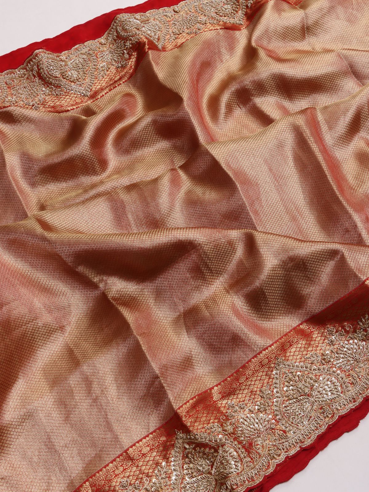 Orange Pure Kanchi Tissue Silk Bridal Wear Saree (Swara)