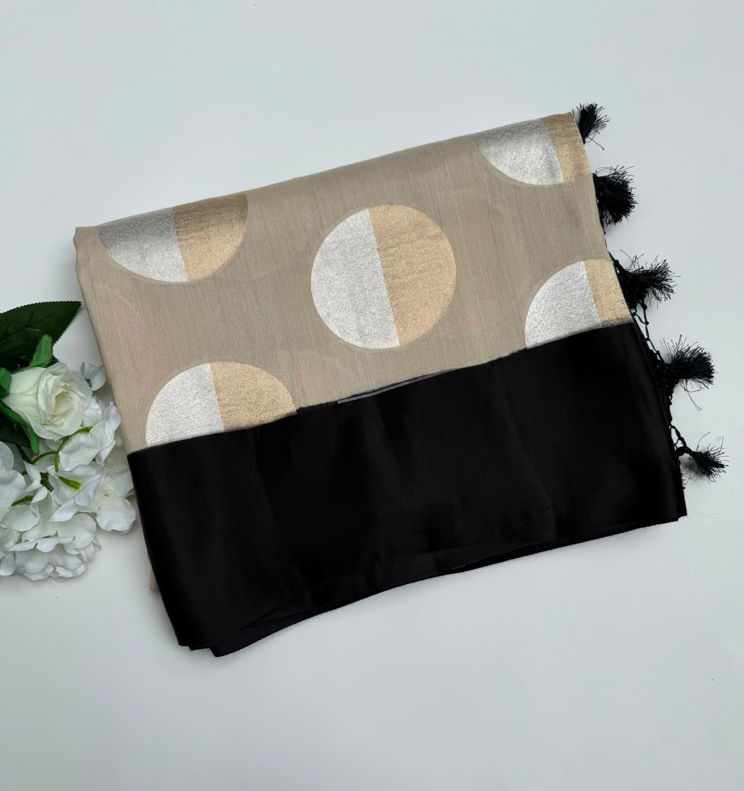 Cream Pure Moonga Silk Saree (Swara)