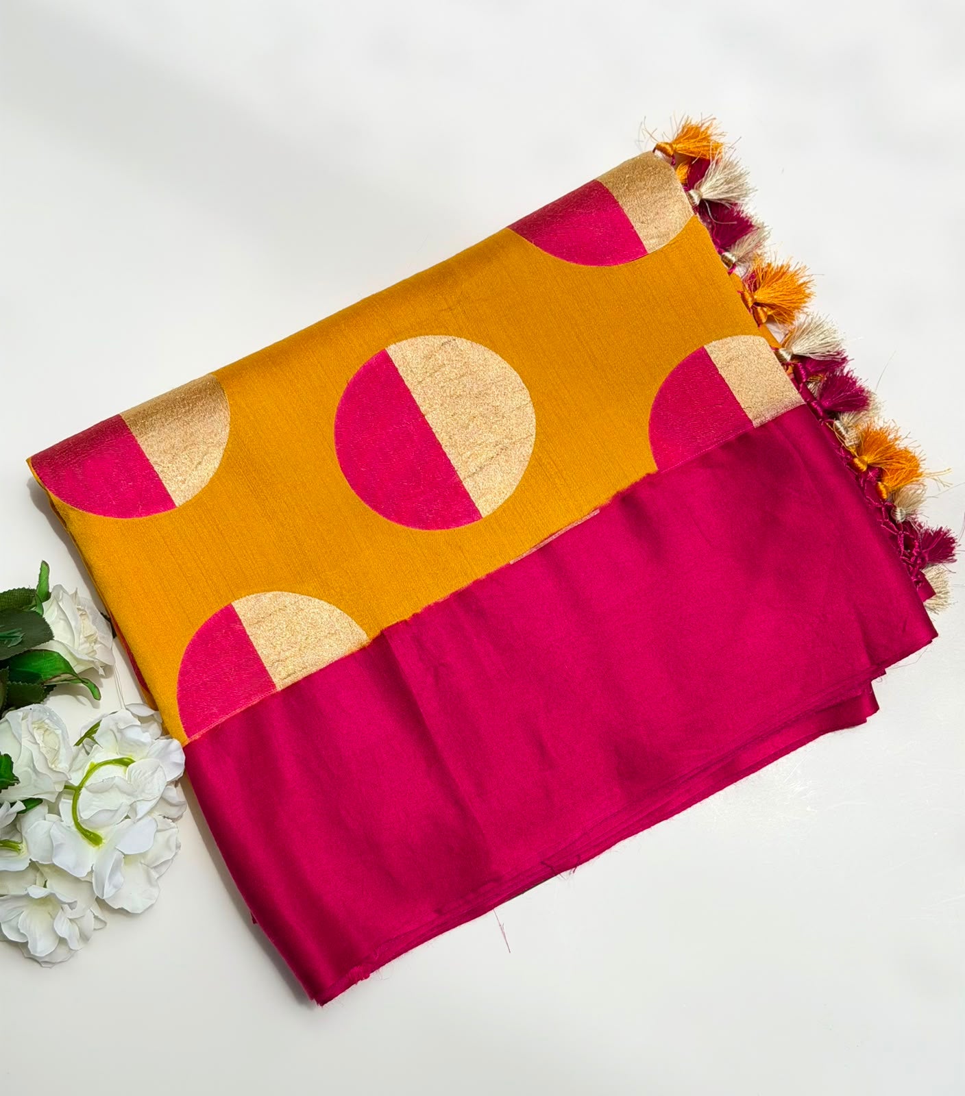 Mustard Pure Moonga Silk Saree (Swara)