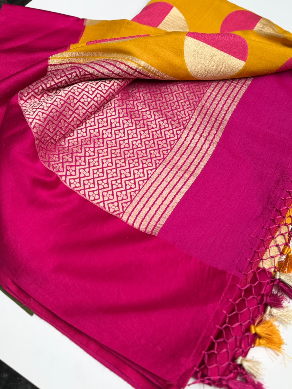 Mustard Pure Moonga Silk Saree (Swara)