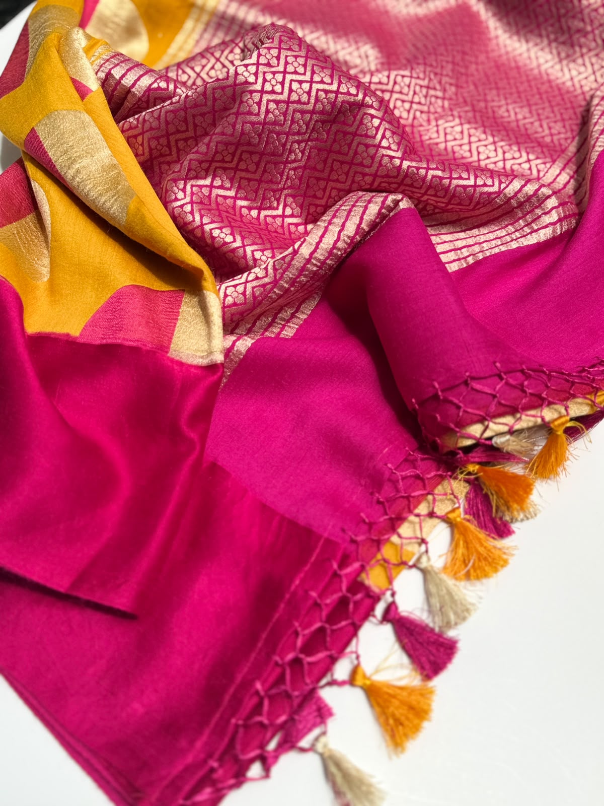 Mustard Pure Moonga Silk Saree (Swara)