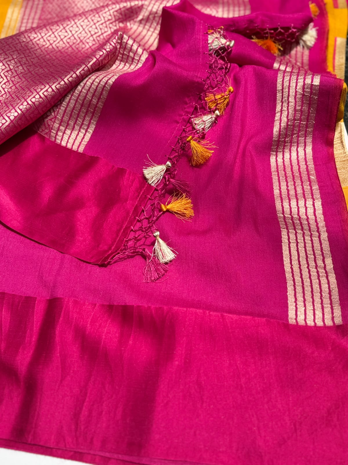 Mustard Pure Moonga Silk Saree (Swara)
