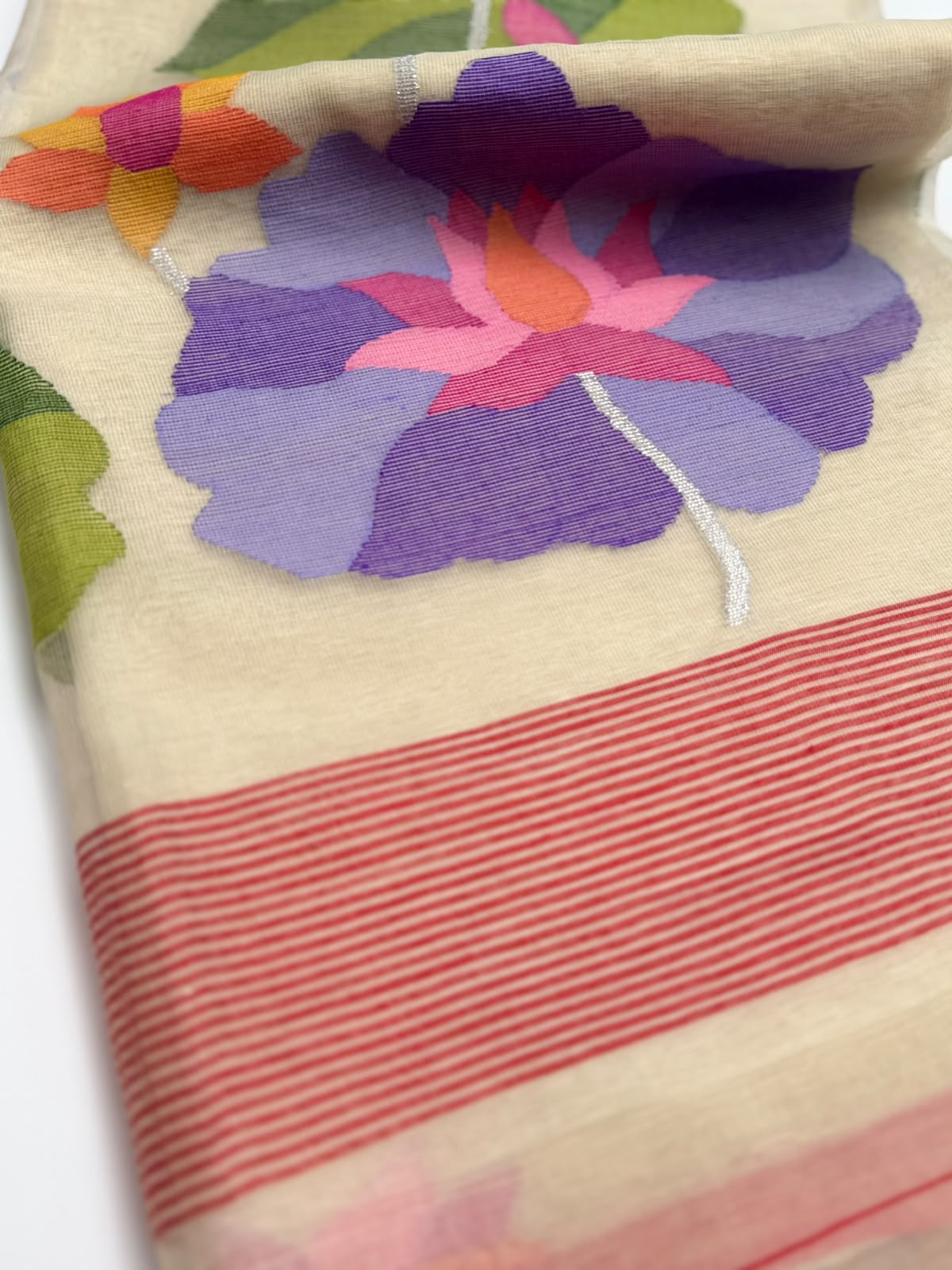 Cream Jamdani Tussar Saree (Swara)