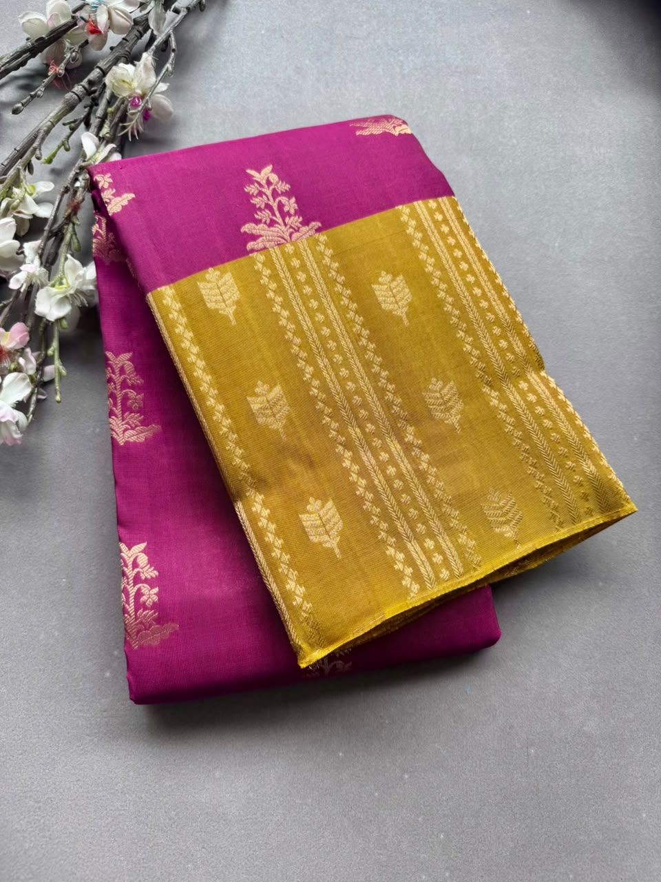 Maroon Pure Kanchi Silk Saree (Weaving Mistake)