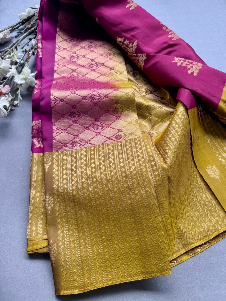 Maroon Pure Kanchi Silk Saree (Weaving Mistake)