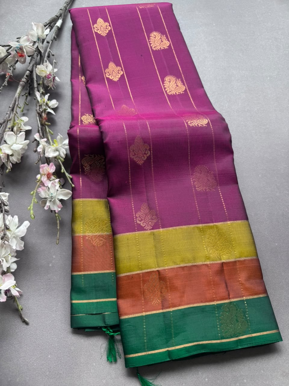 Magenta Pure Kanchi Silk Saree (Weaving Mistake)