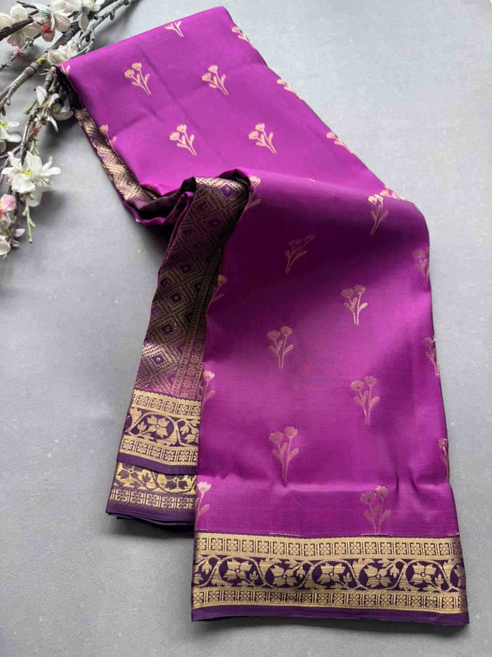 Magenta Pure Kanchi Silk Saree (Weaving Mistake)