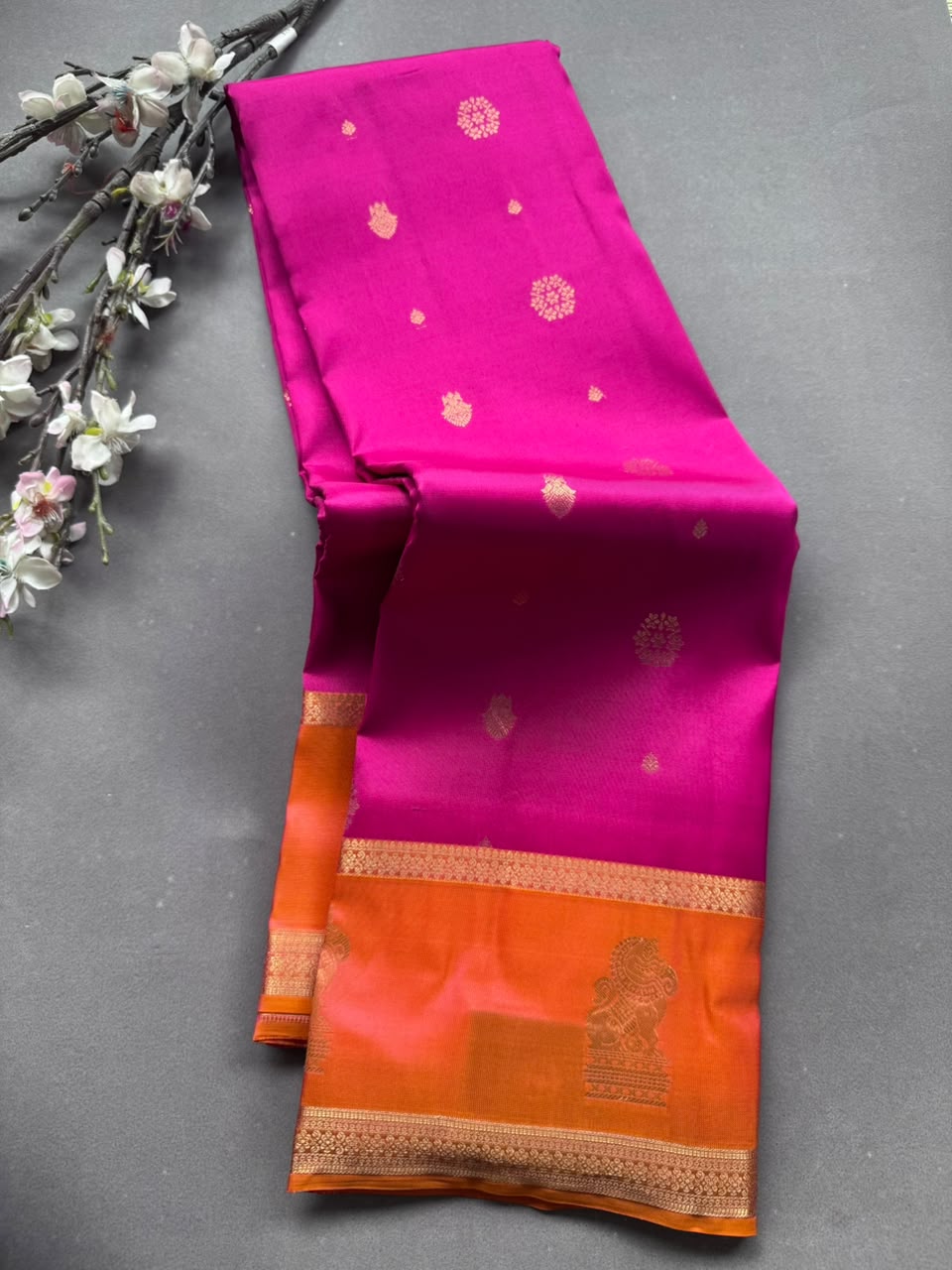 Pink Pure Kanchi Silk Saree (Weaving Mistake)