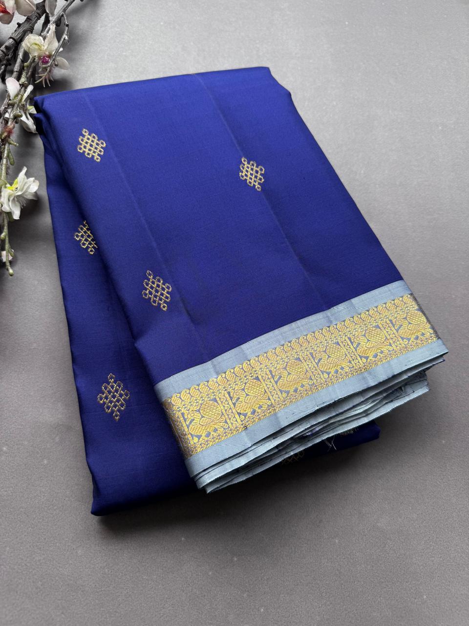 Navy Blue Pure Kanchi Silk Saree 108