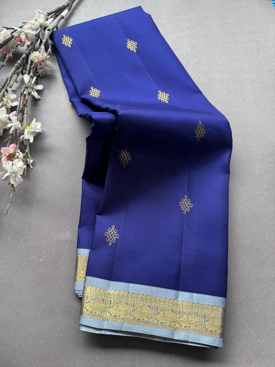 Navy Blue Pure Kanchi Silk Saree 108
