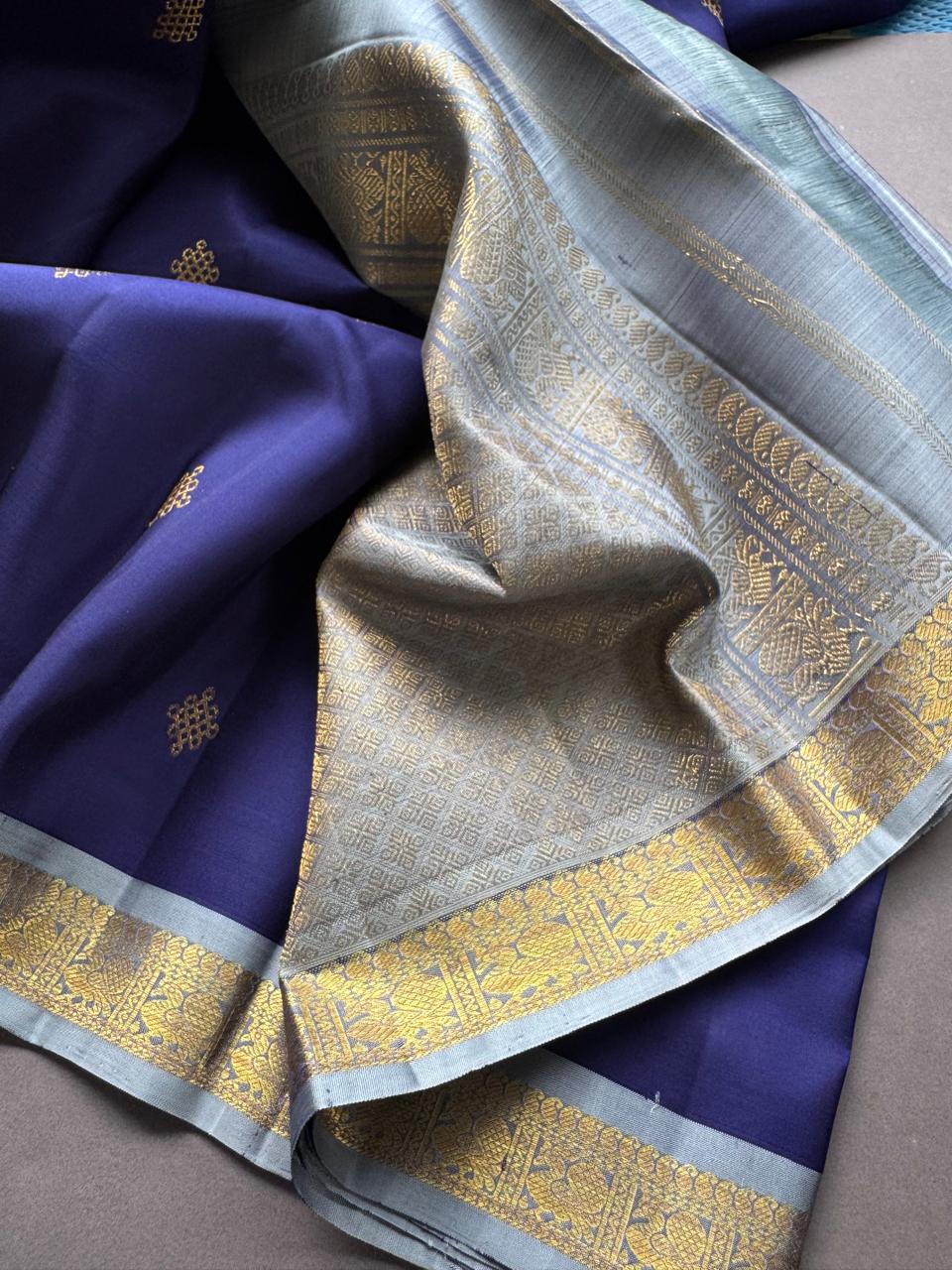 Navy Blue Pure Kanchi Silk Saree 108