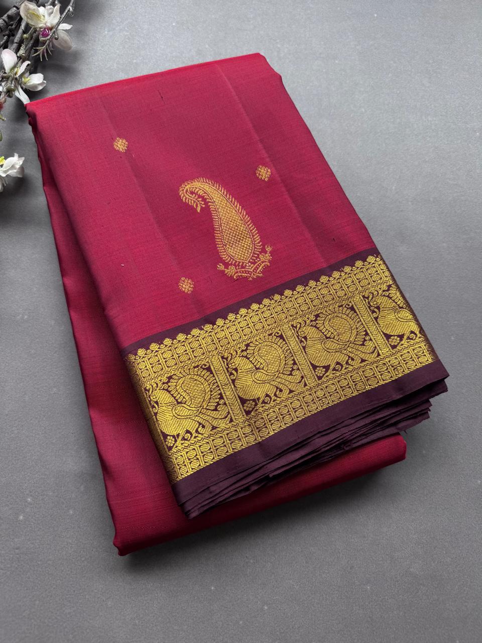 Maroon Pure Kanchi Silk Saree 108