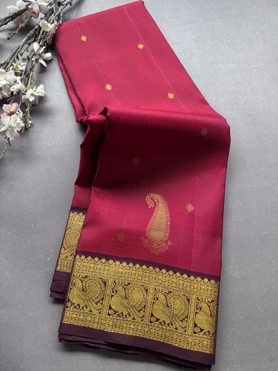 Maroon Pure Kanchi Silk Saree 108