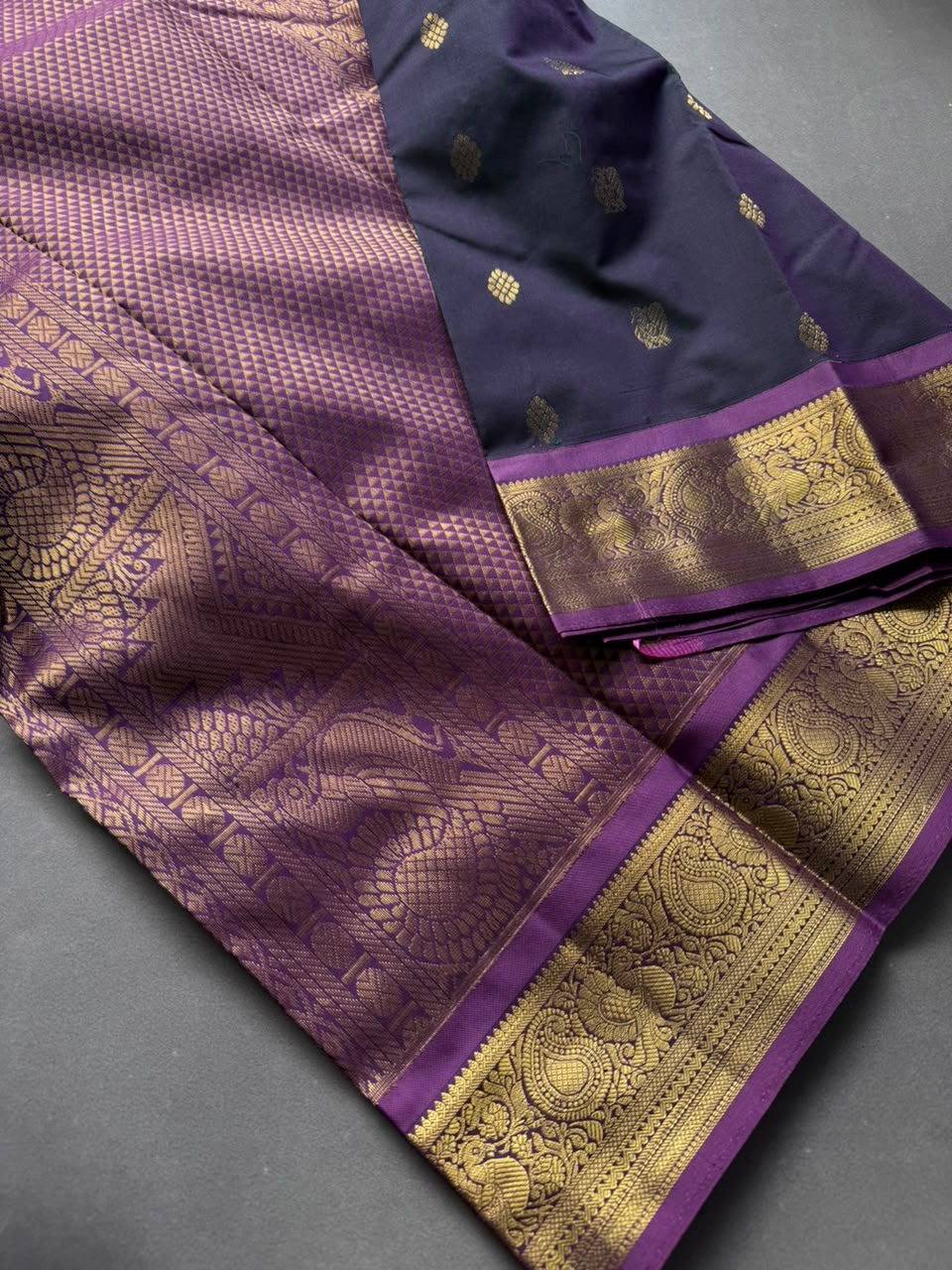 Navy Blue Pure Kanchi Silk Saree 108