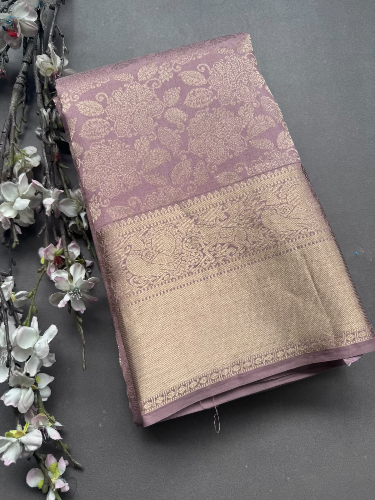 Pastel Mauve Pure Kanchi Tissue Silk Saree 108