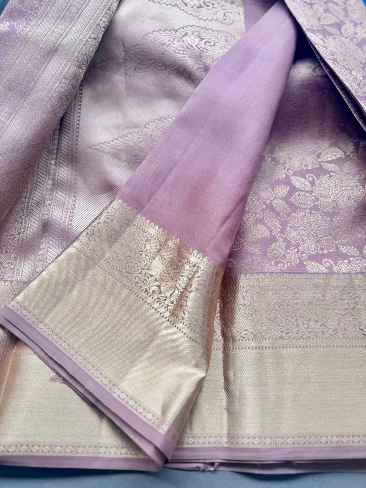 Pastel Mauve Pure Kanchi Tissue Silk Saree 108