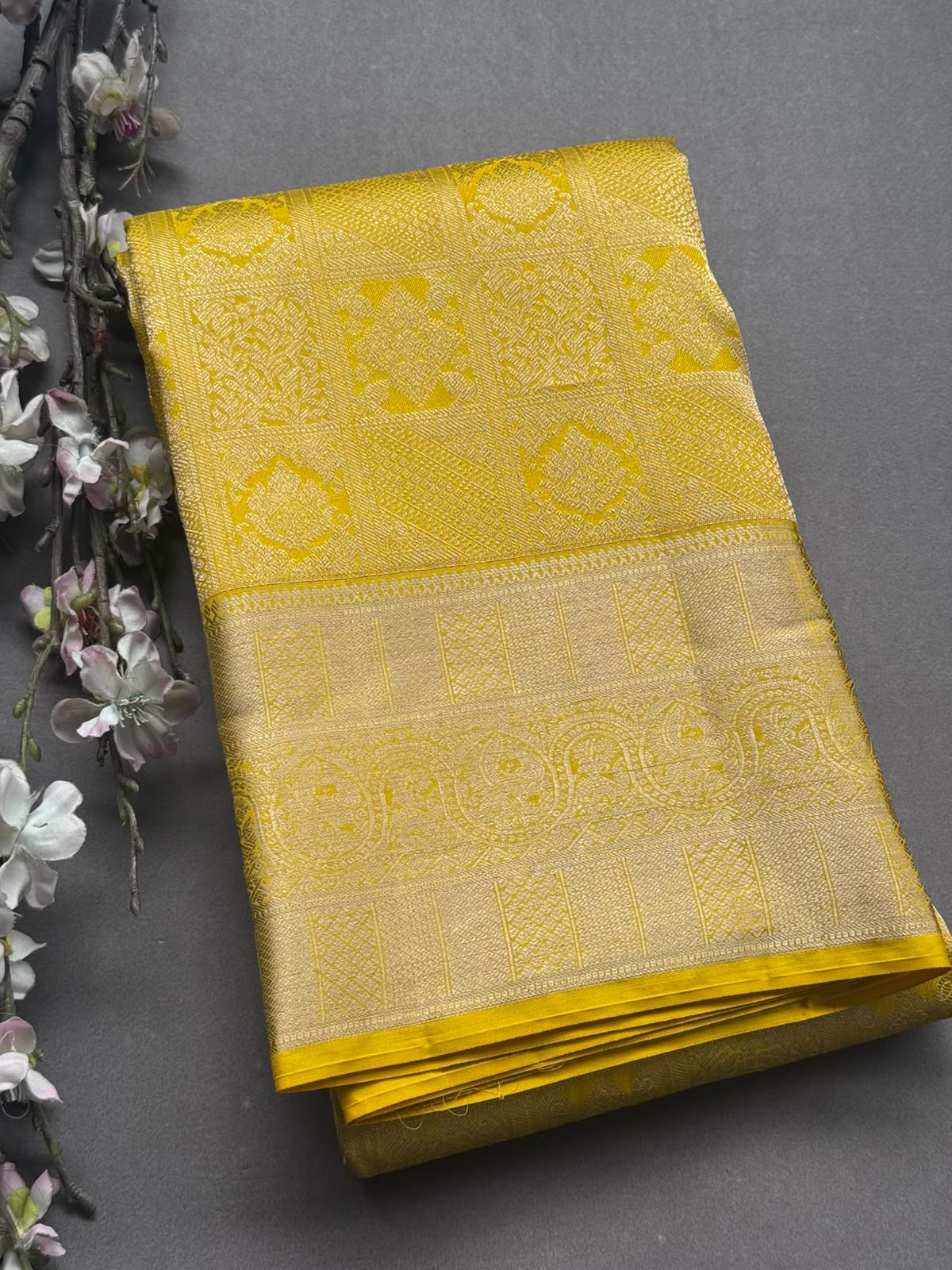 Yellow Pure Kanchi Tissue Silk Saree 108