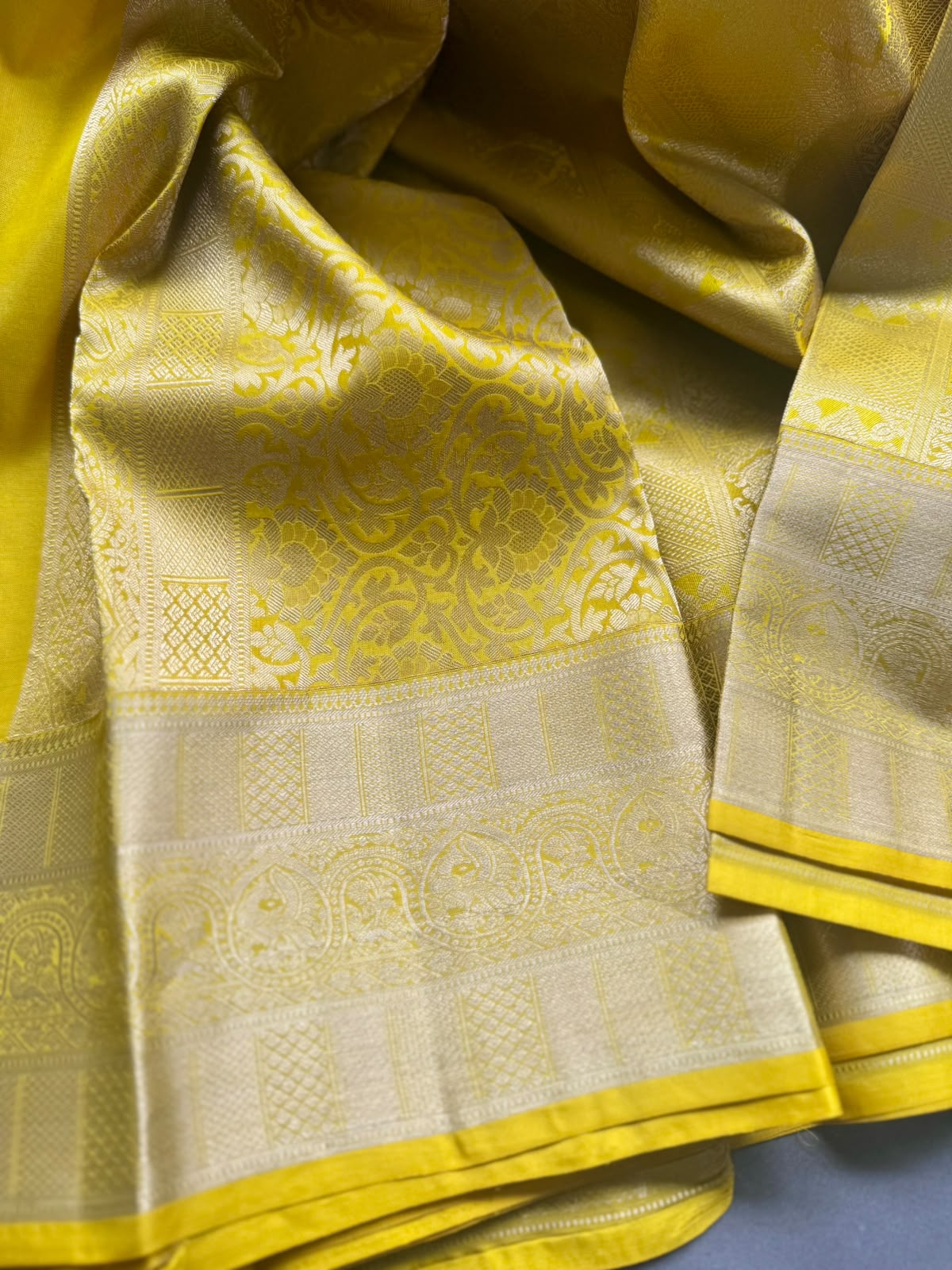 Yellow Pure Kanchi Tissue Silk Saree 108
