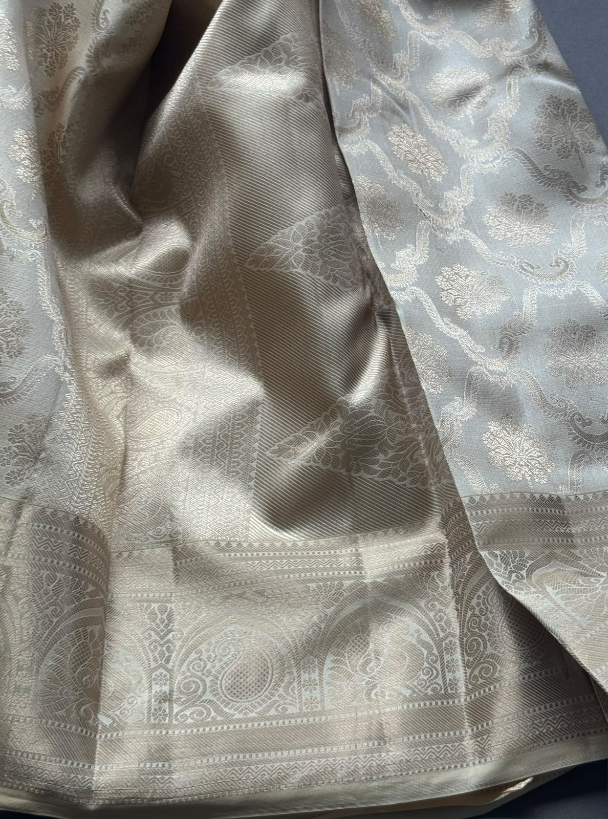 Cream Pure Kanchi Tissue Silk Saree 108