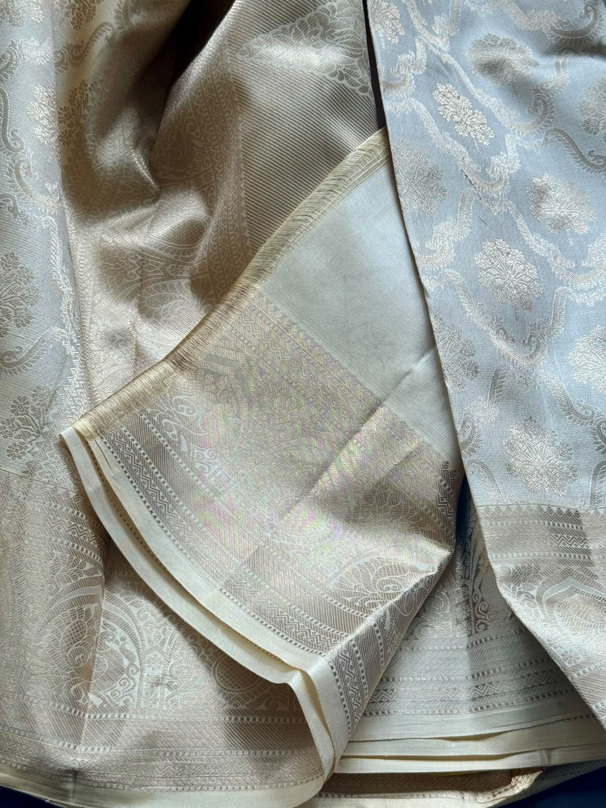 Cream Pure Kanchi Tissue Silk Saree 108
