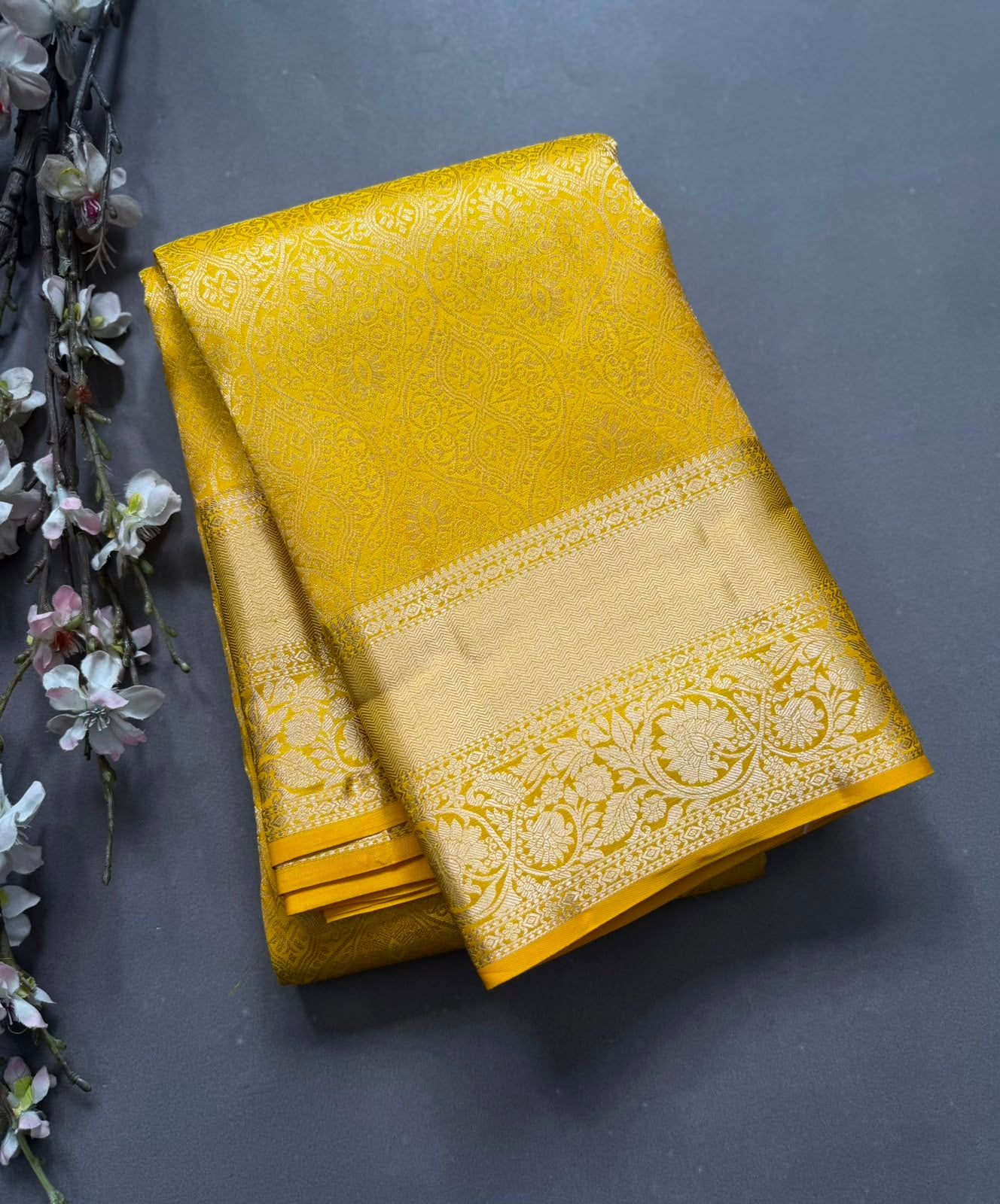 Yellow Pure Kanchi Tissue Silk Saree 108