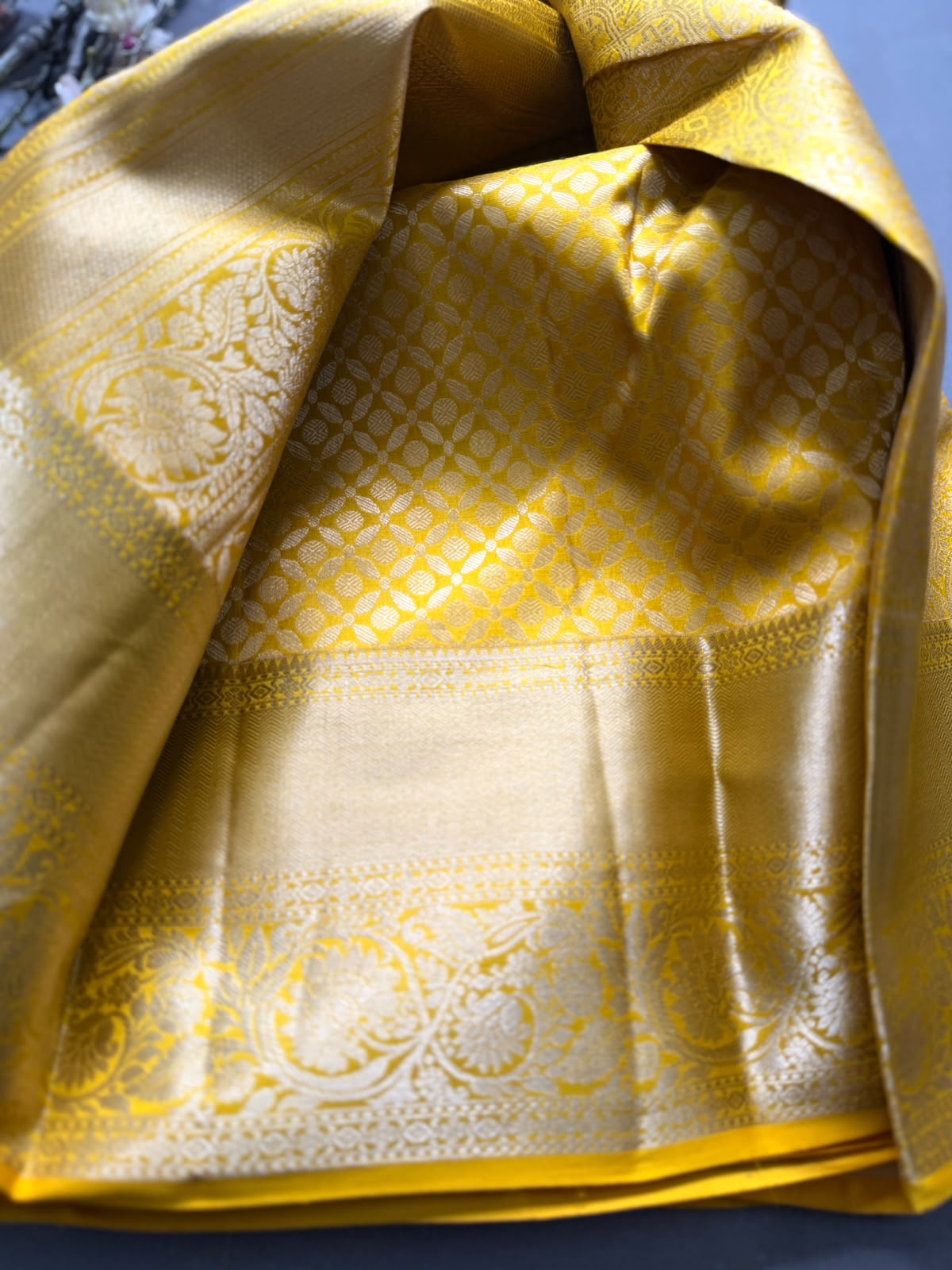 Yellow Pure Kanchi Tissue Silk Saree 108