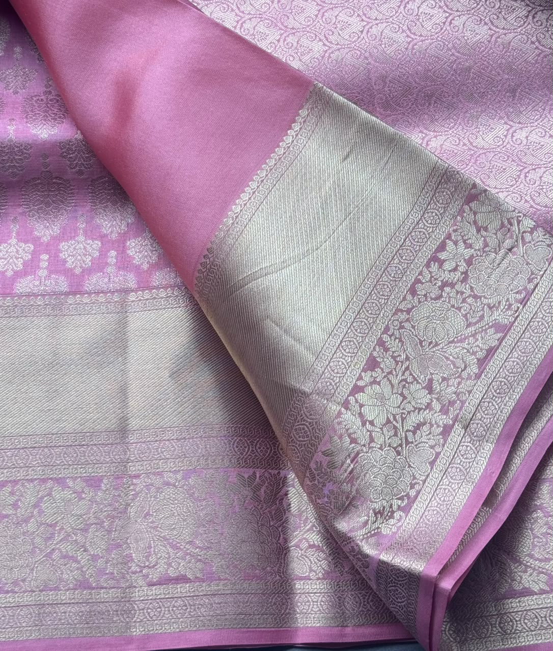 Pastel Pink Pure Kanchi Tissue Silk Saree 108