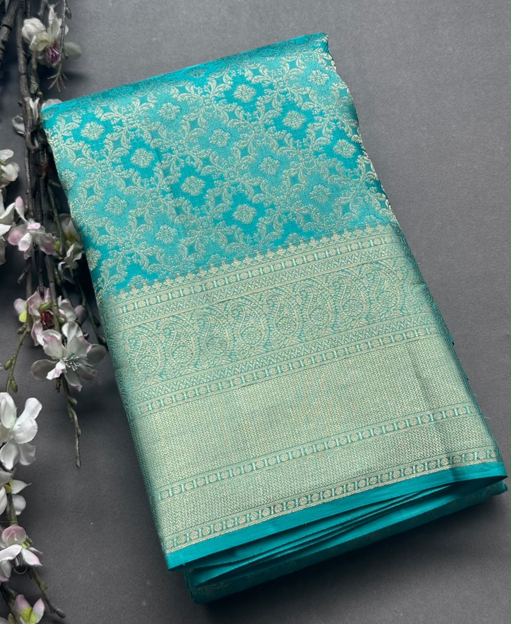 Sea Green Pure Kanchi Tissue Silk Saree 108