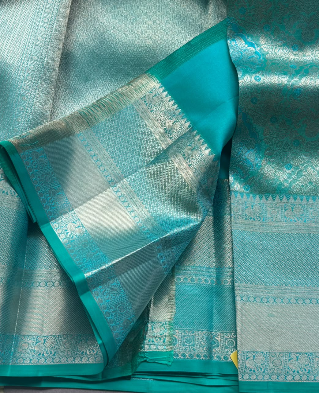 Sea Green Pure Kanchi Tissue Silk Saree 108