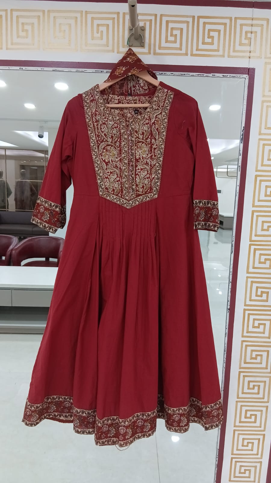 Maroon mul Cotton Anarkali Kurtha 389