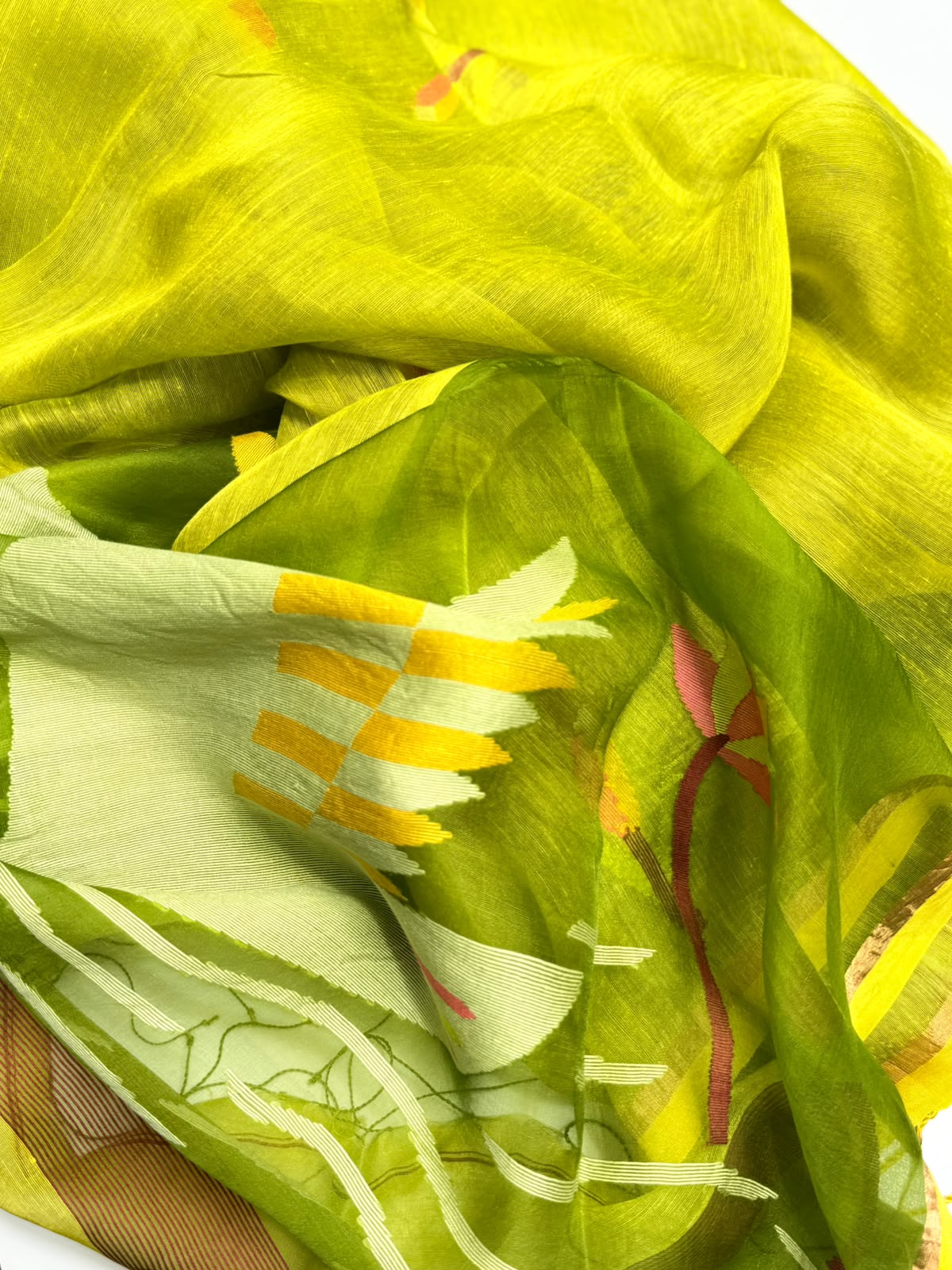 Green Jamdani Tussar Saree (Swara)