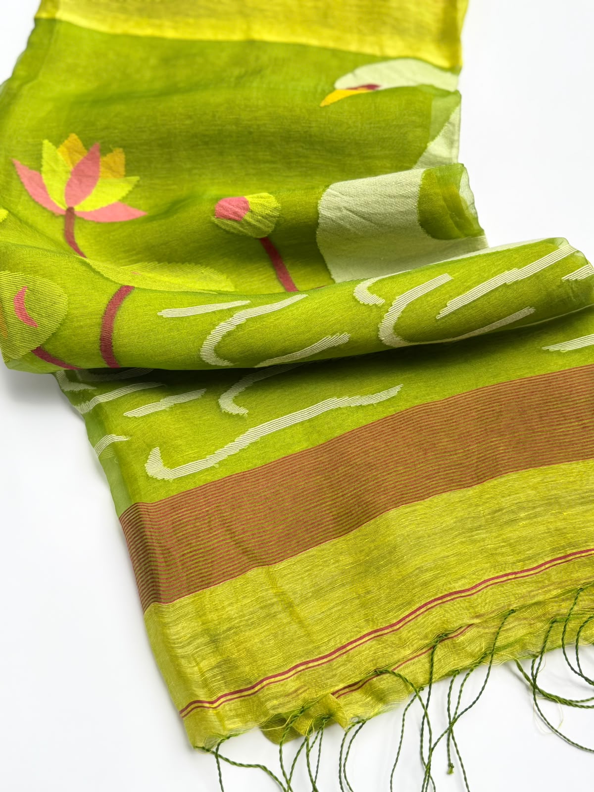 Green Jamdani Tussar Saree (Swara)