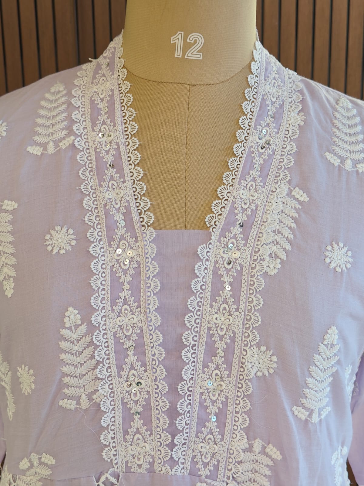 Lilac Cotton designer Hakoba chicken curry work Anarkali Kurtha 459