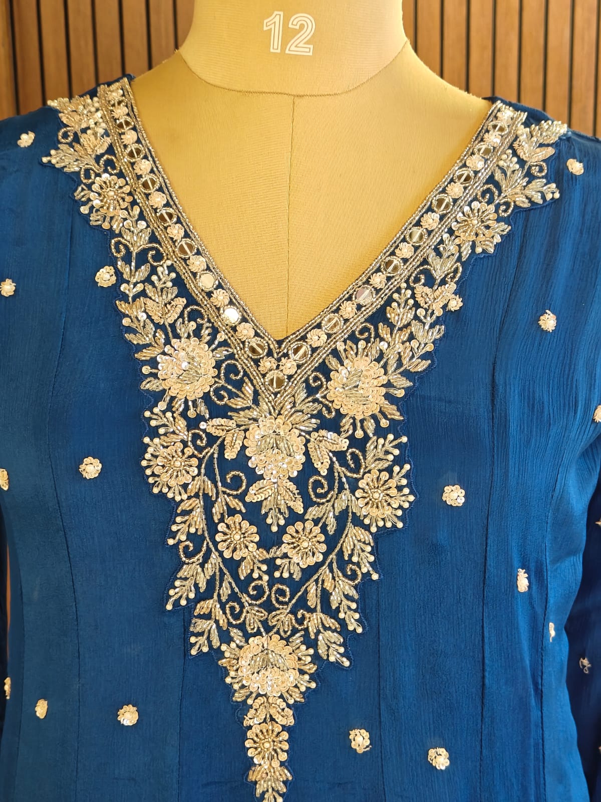 Royal Blue Anarkali Chinnon Handwork Partyware Kurtha 567