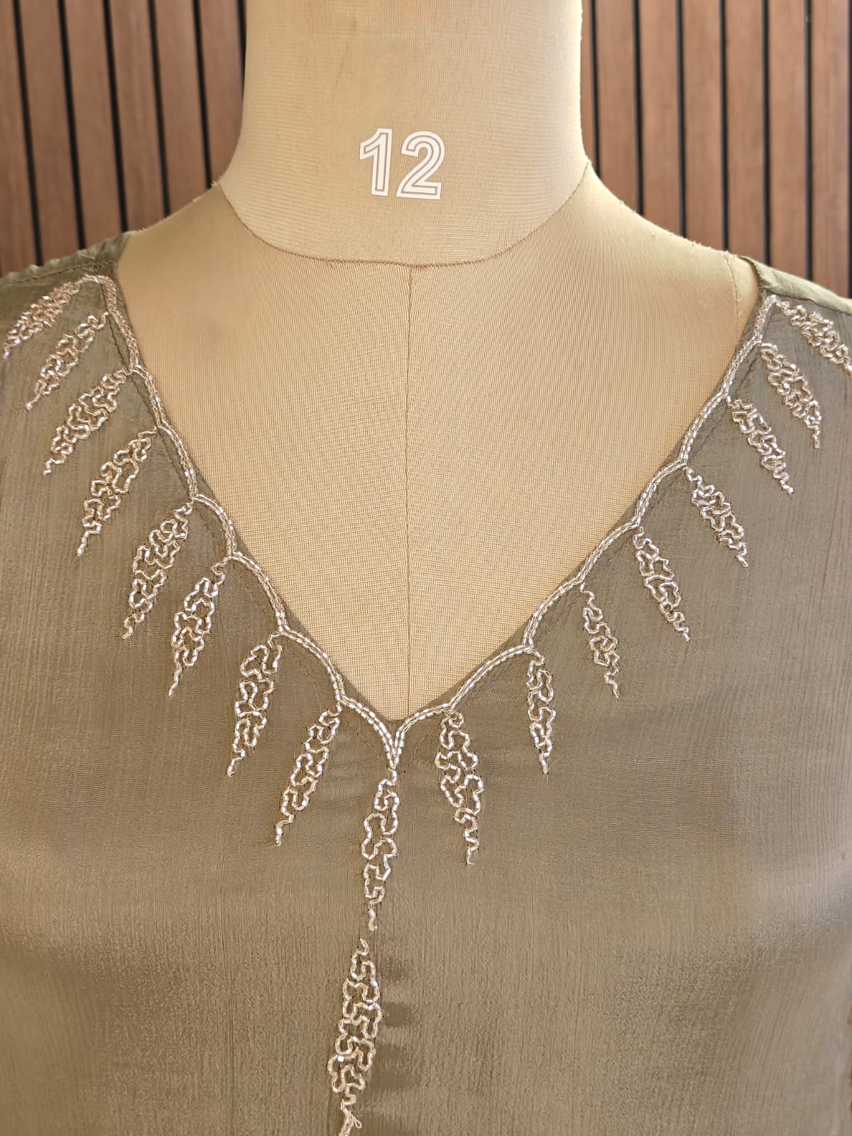 Greyish Anarkali Chinnon handwork party ware Kurtha 567