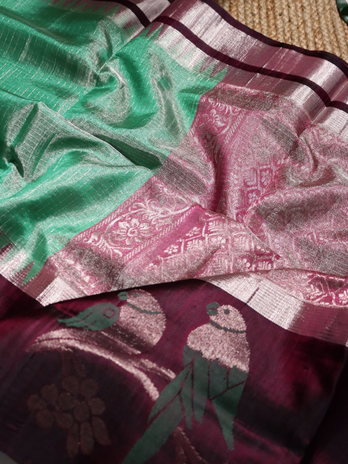 Green Venkatagiri Tissue Silk Saree (Swara)