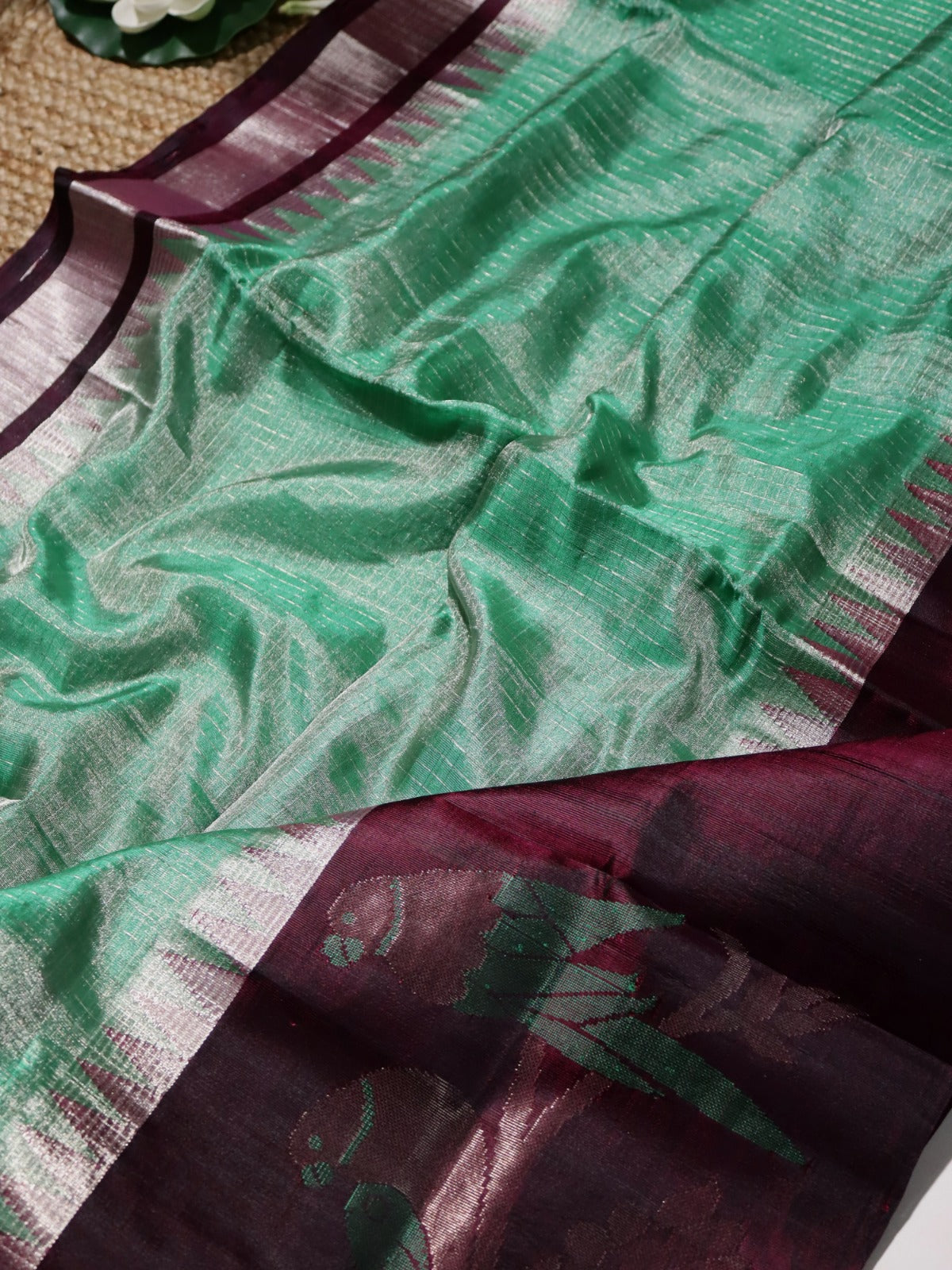 Green Venkatagiri Tissue Silk Saree (Swara)