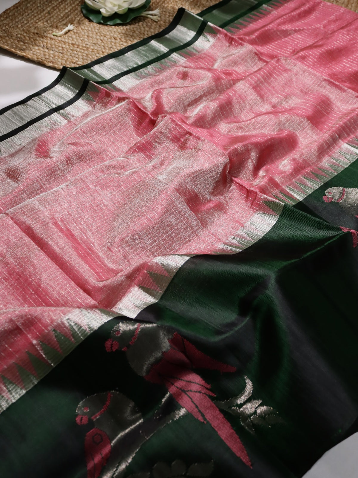 Pink Venkatagiri Tissue Silk Saree (Swara)