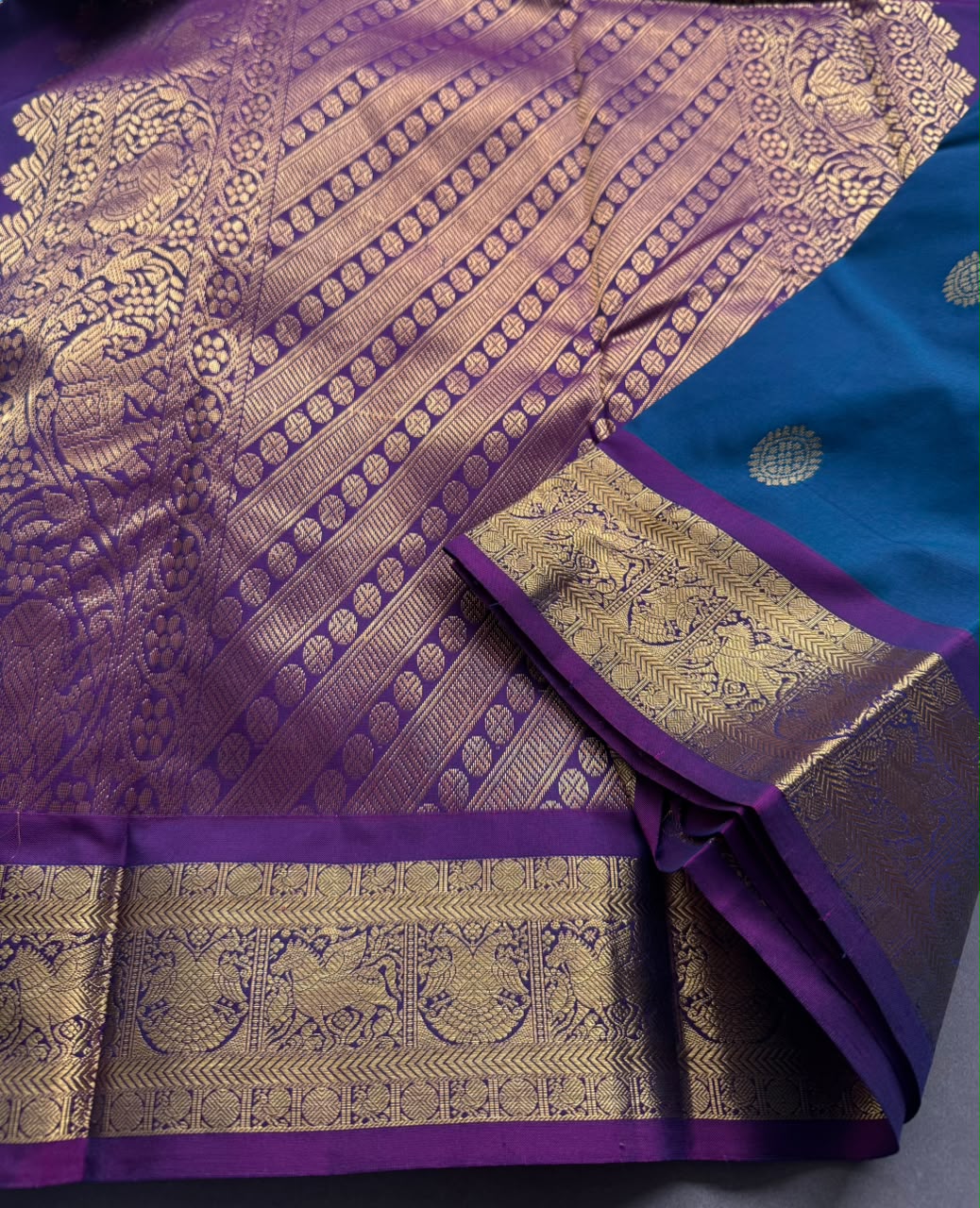 Peacock Blue Pure Kanchi Silk Saree 108