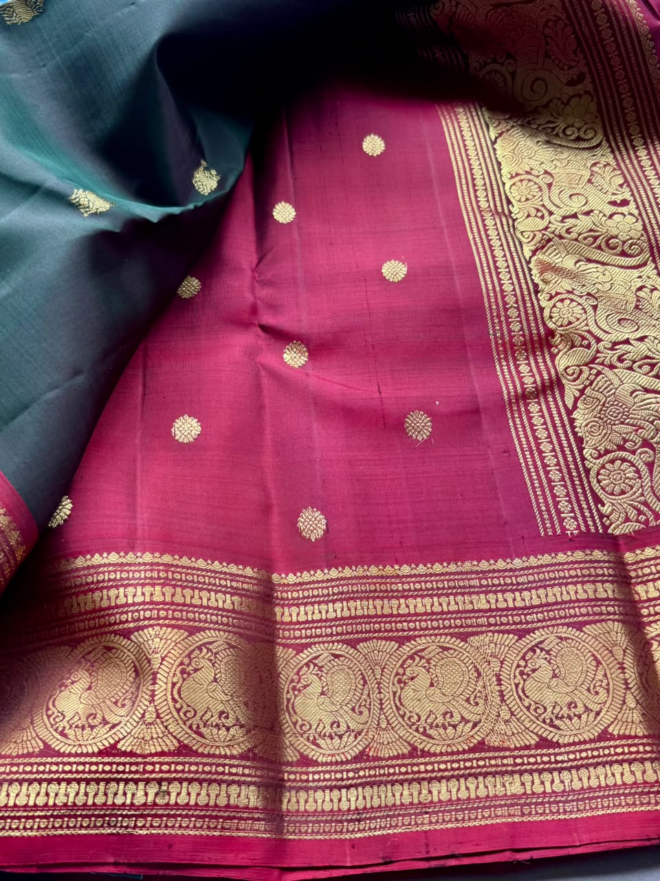 Bottle Green Pure Kanchi Silk Saree 108