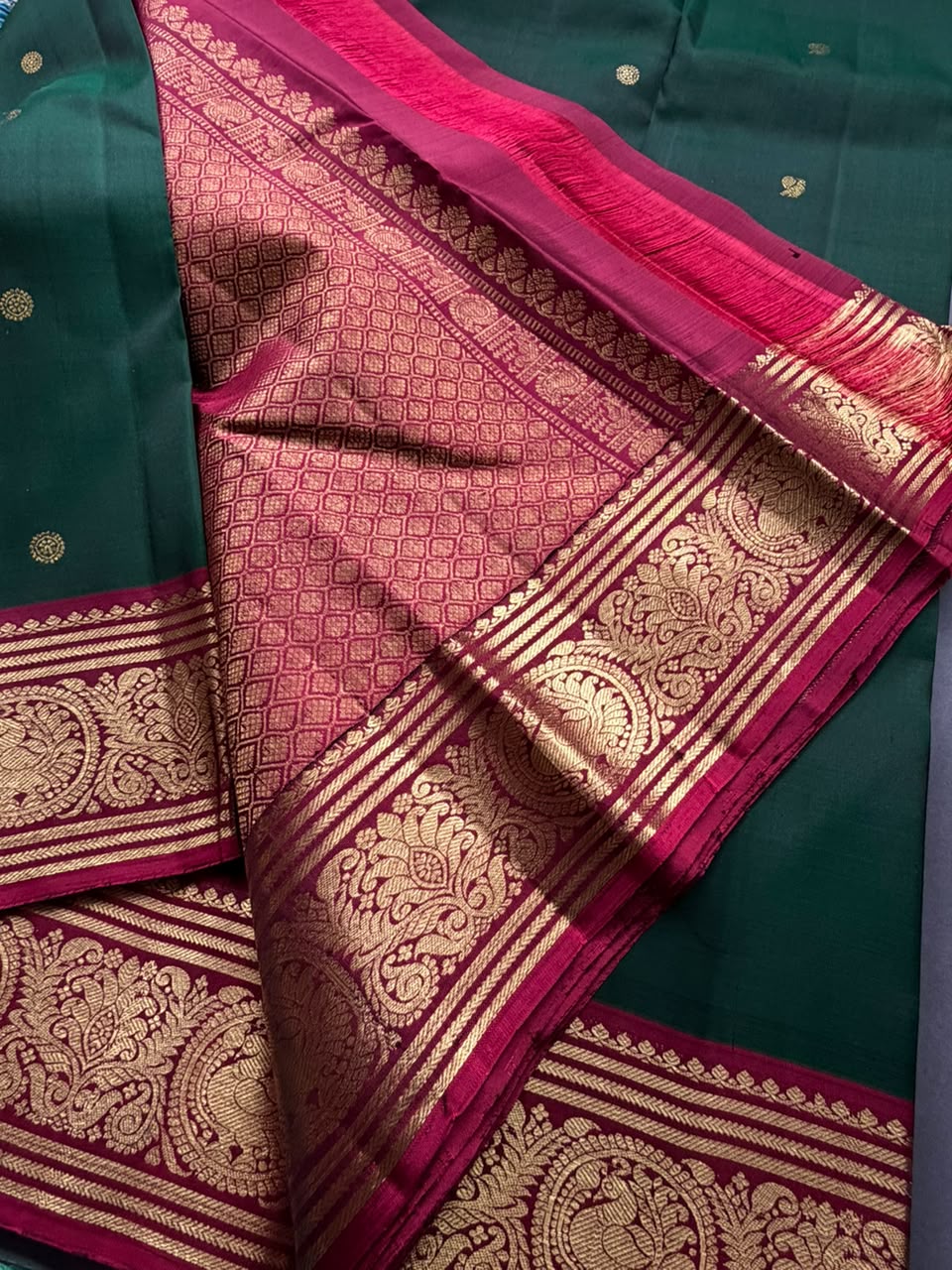 Bottle Green Pure Kanchi Silk Saree 108