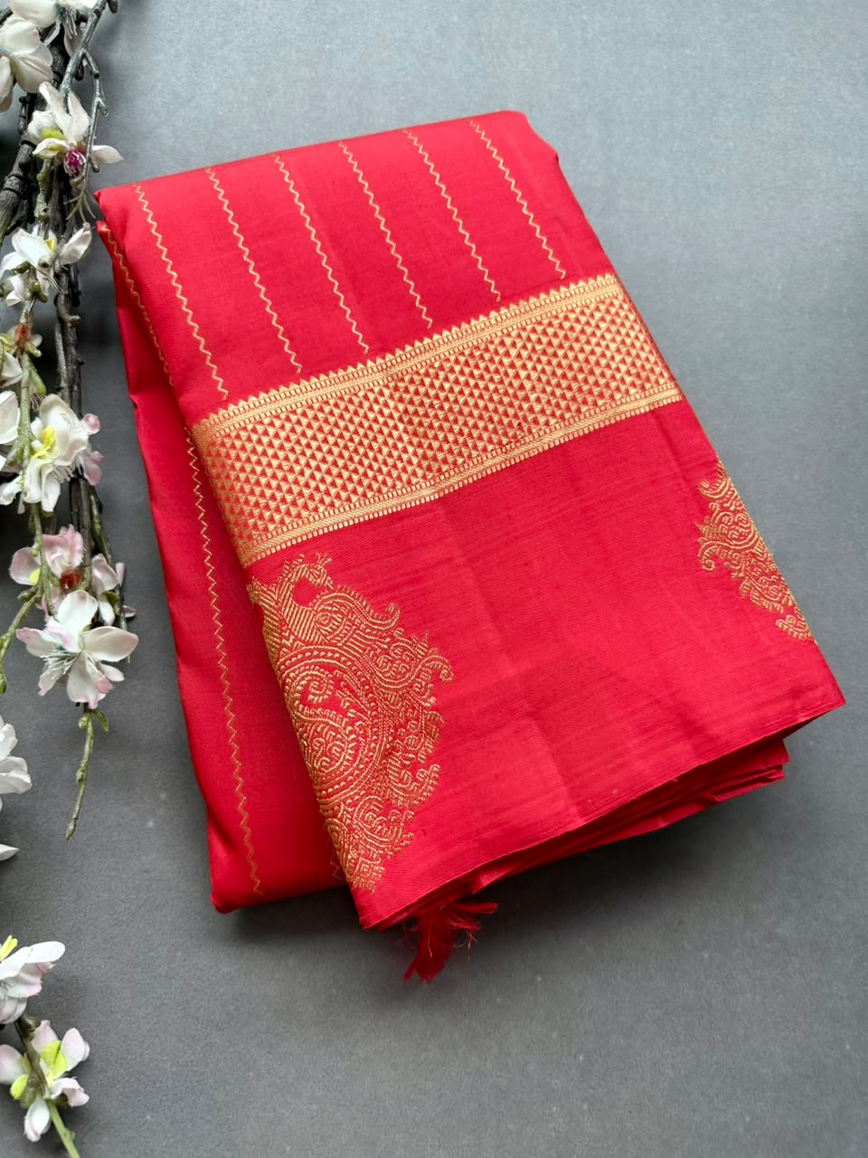 Red Pure Kanchi Silk Saree 108