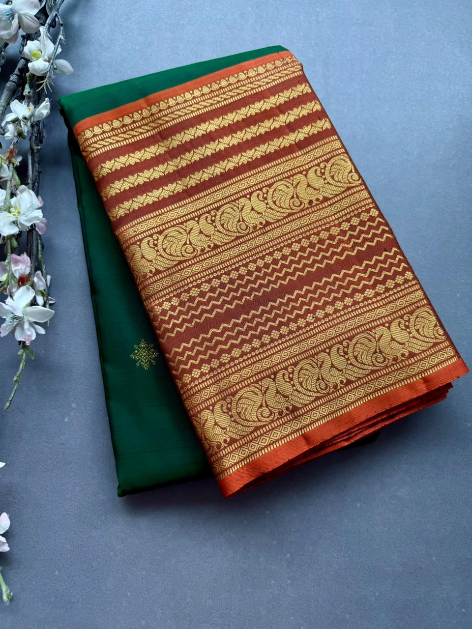 Bottle Green Pure Kanchi Silk Saree 108