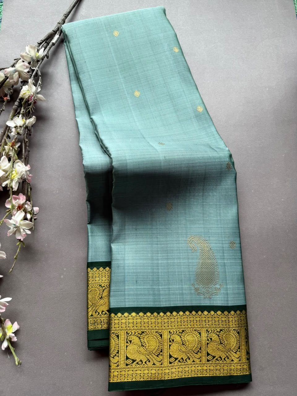 Pastel Blue Pure Kanchi Silk Saree 108