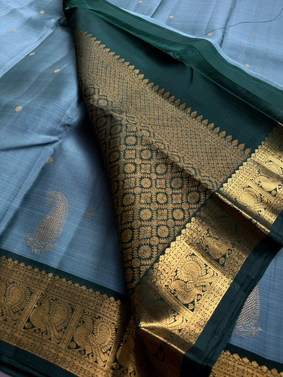 Pastel Blue Pure Kanchi Silk Saree 108