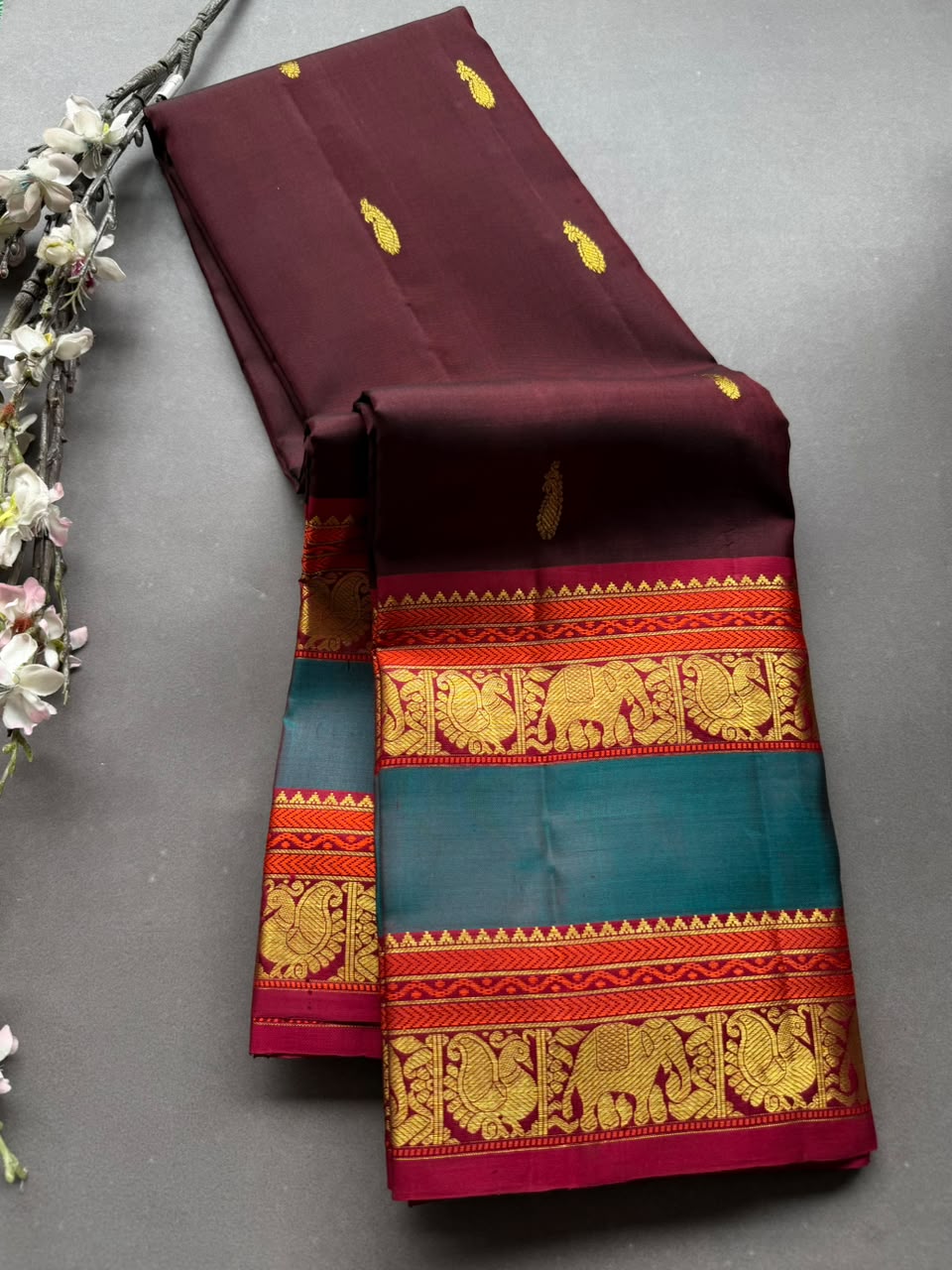 Maroon Pure Kanchi Silk Saree 108
