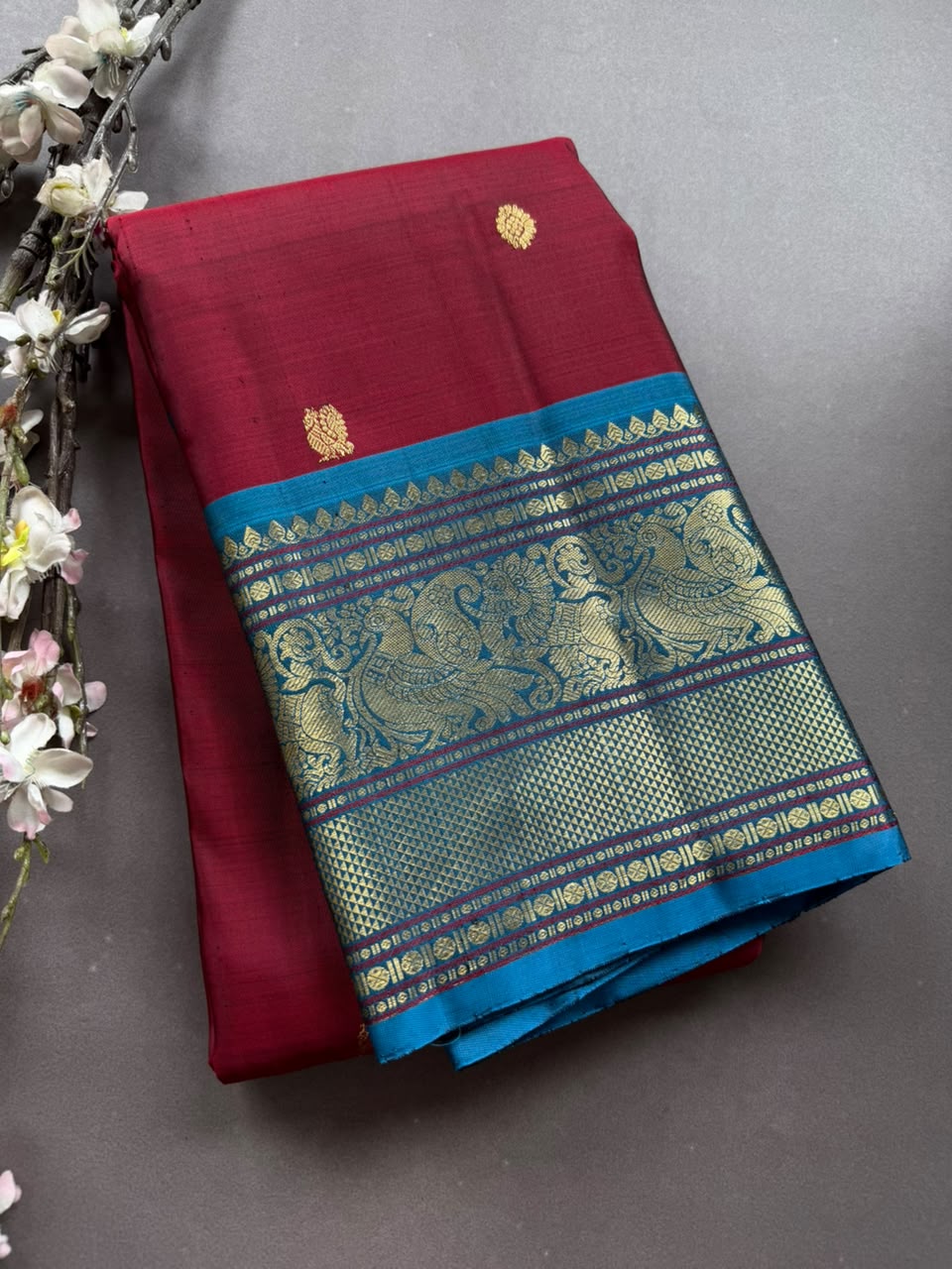 Maroon Pure Kanchi Silk Saree 108