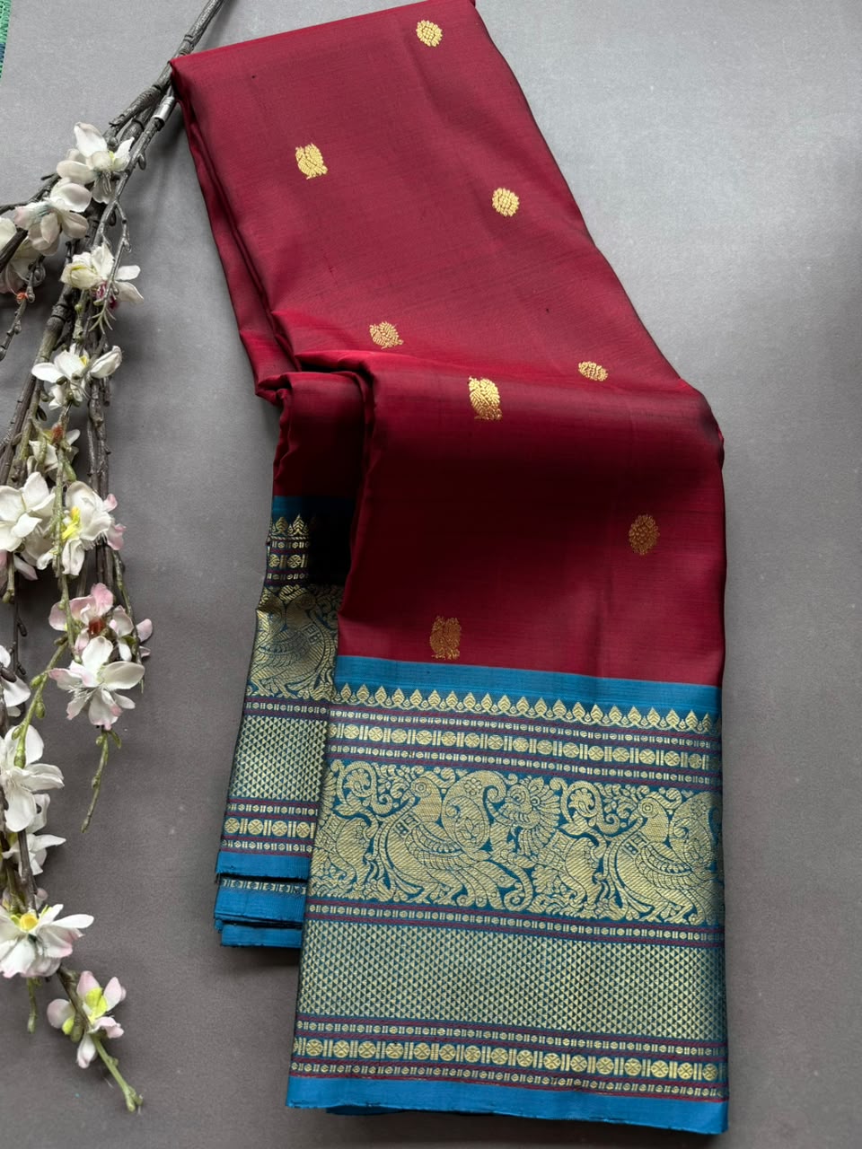 Maroon Pure Kanchi Silk Saree 108