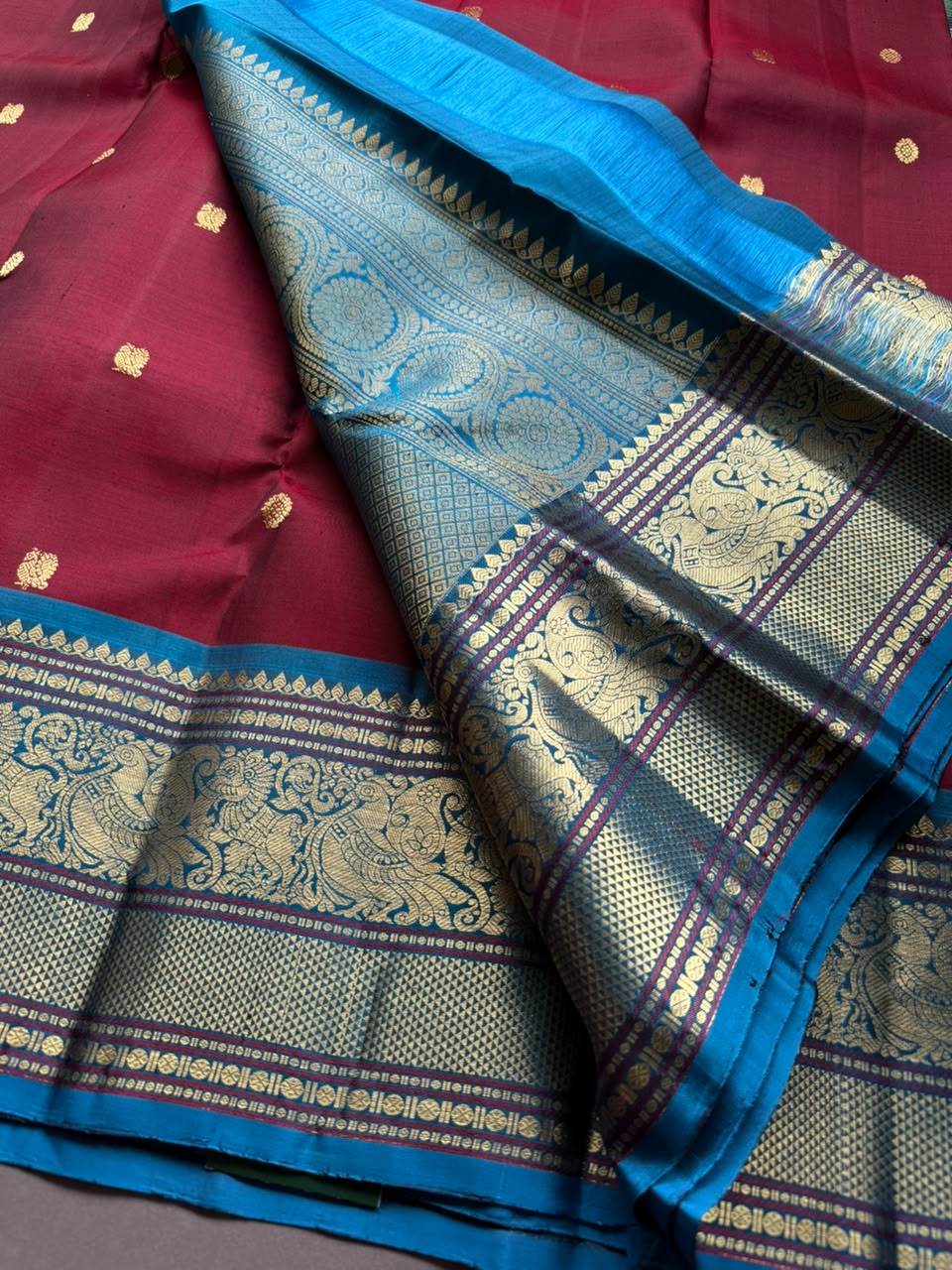 Maroon Pure Kanchi Silk Saree 108